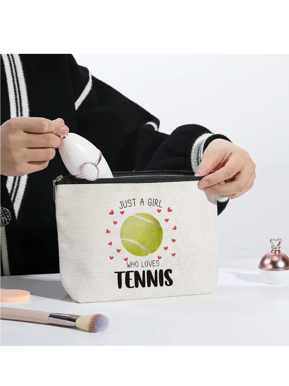 Tennis Cosmetic Makeup, Phone, Money Pouch Clutch Bag Water Proof Fabric 9x7in